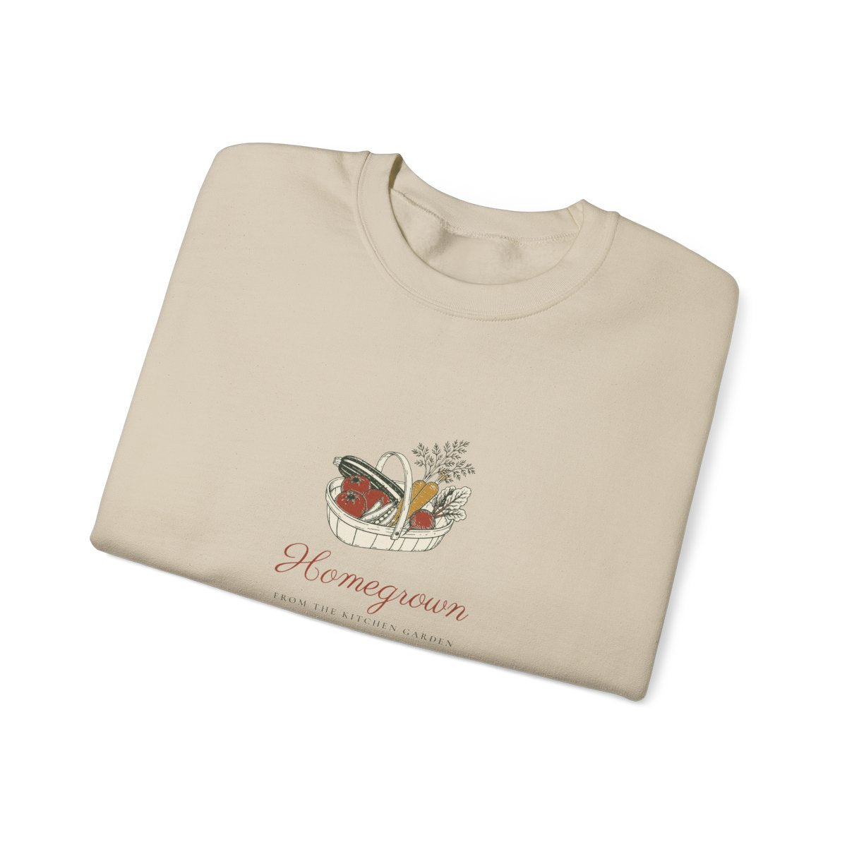 Homegrown Crewneck in Sand, folded