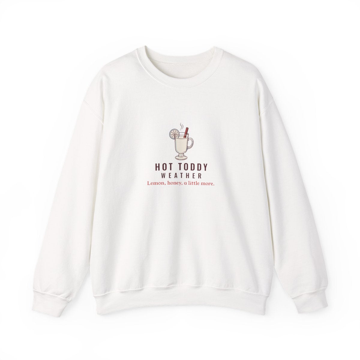 Hot Toddy Weather Crewneck in White, front view