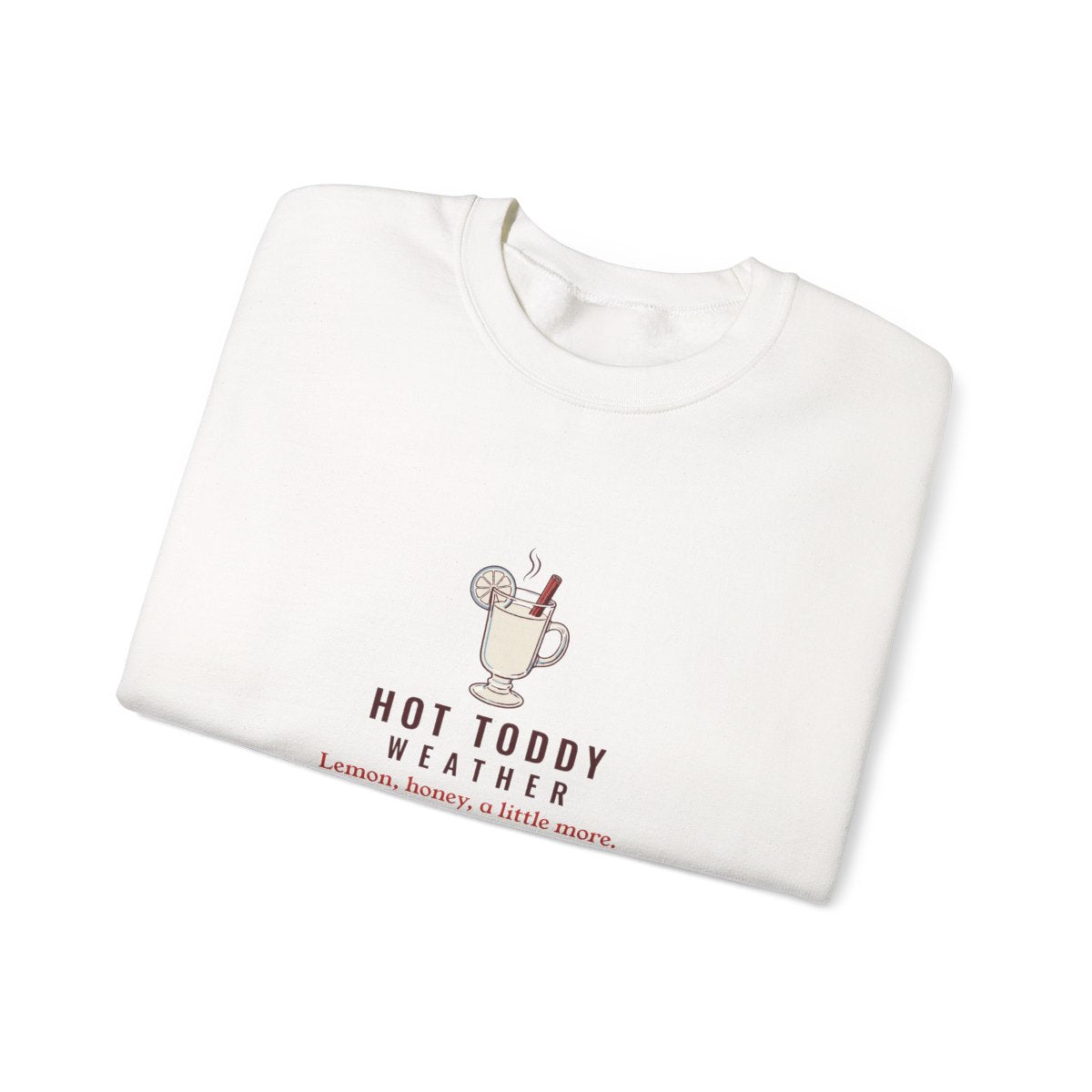Hot Toddy Weather Crewneck in White, folded