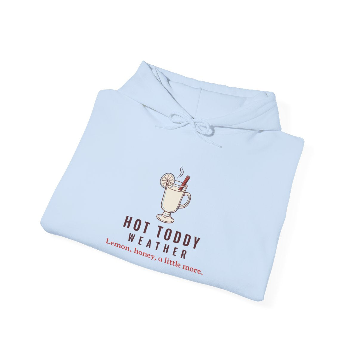 Hot Toddy Weather Hoodie in Light Blue, folded