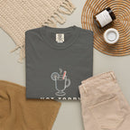 Hot Toddy Weather Tee in Pepper, fabric and print detail