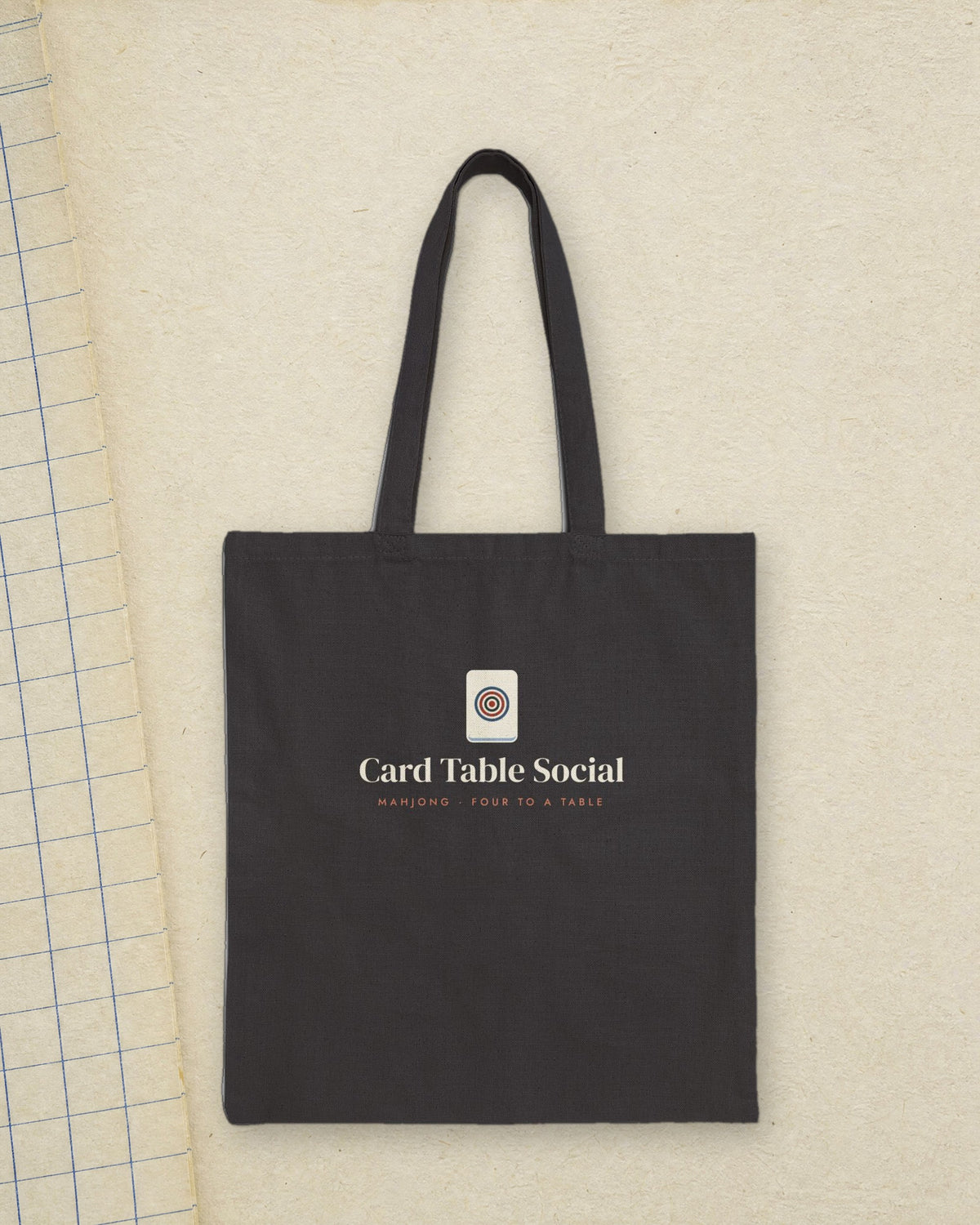 Card Table Social Tote in Black, styled