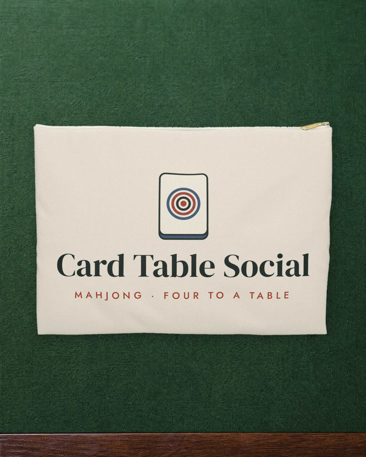 Card Table Social Zip Pouch in White zipper, styled