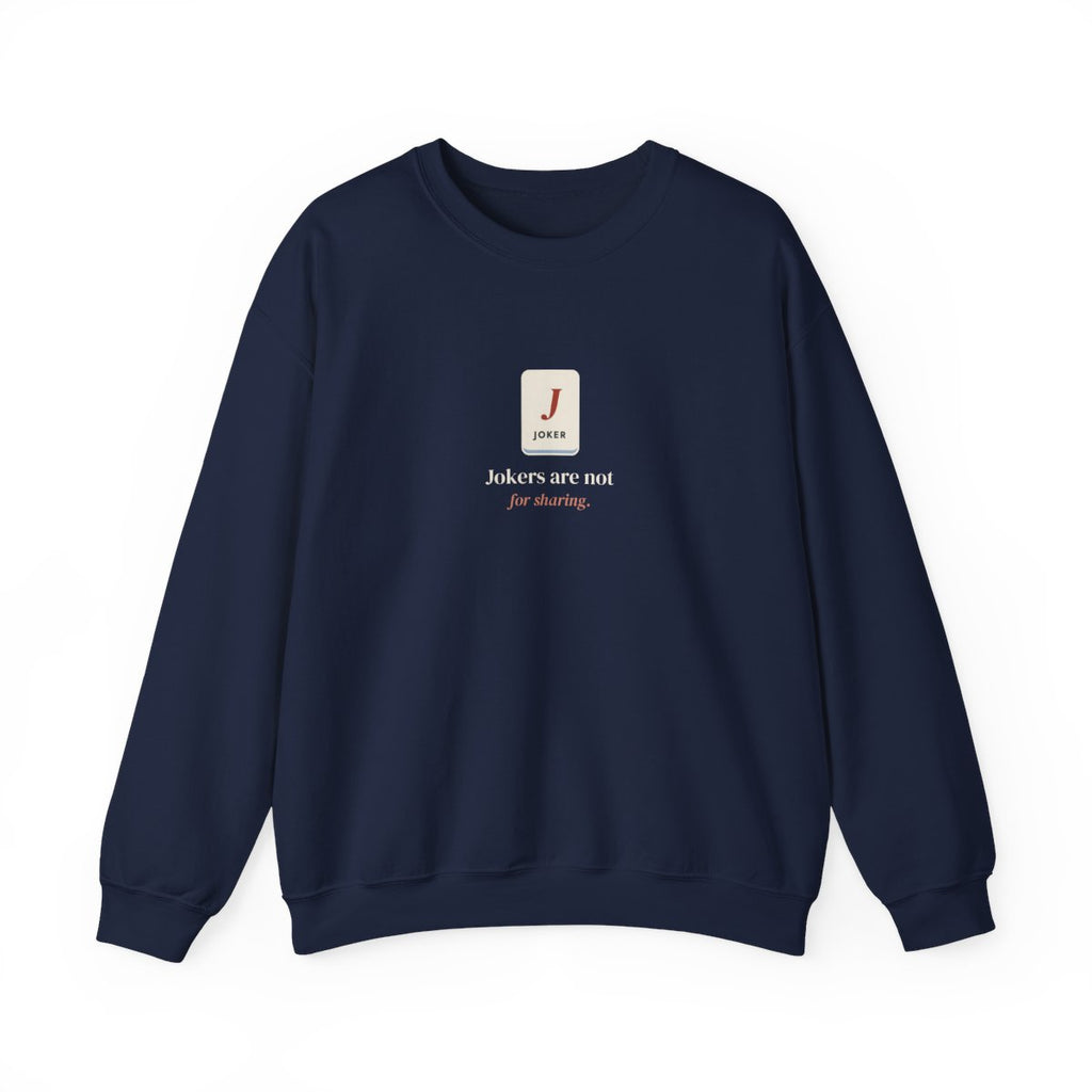 Jokers Are Not for Sharing Crewneck in Navy, front view