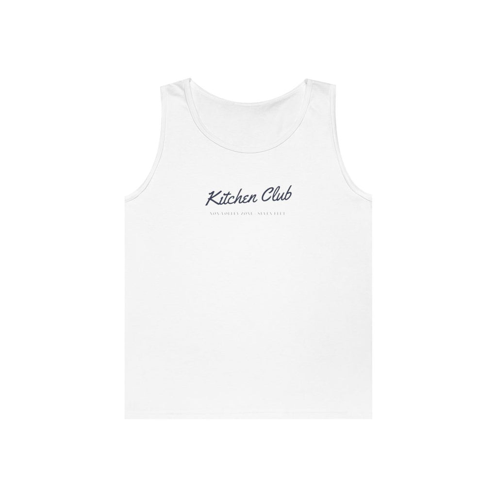 Kitchen Club Script Tank in White, front view