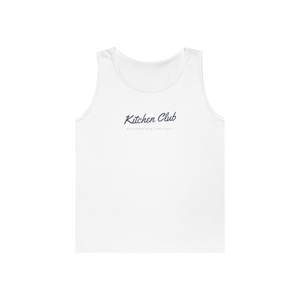 Kitchen Club Script Tank in White, front view