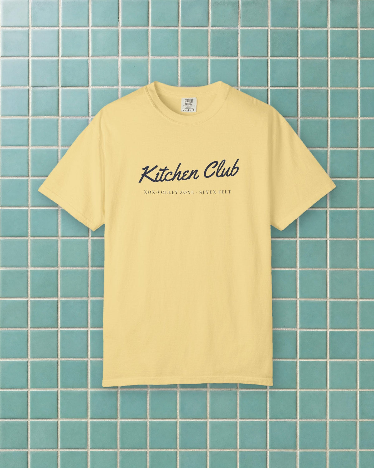 Kitchen Club Script Tee in Butter, styled
