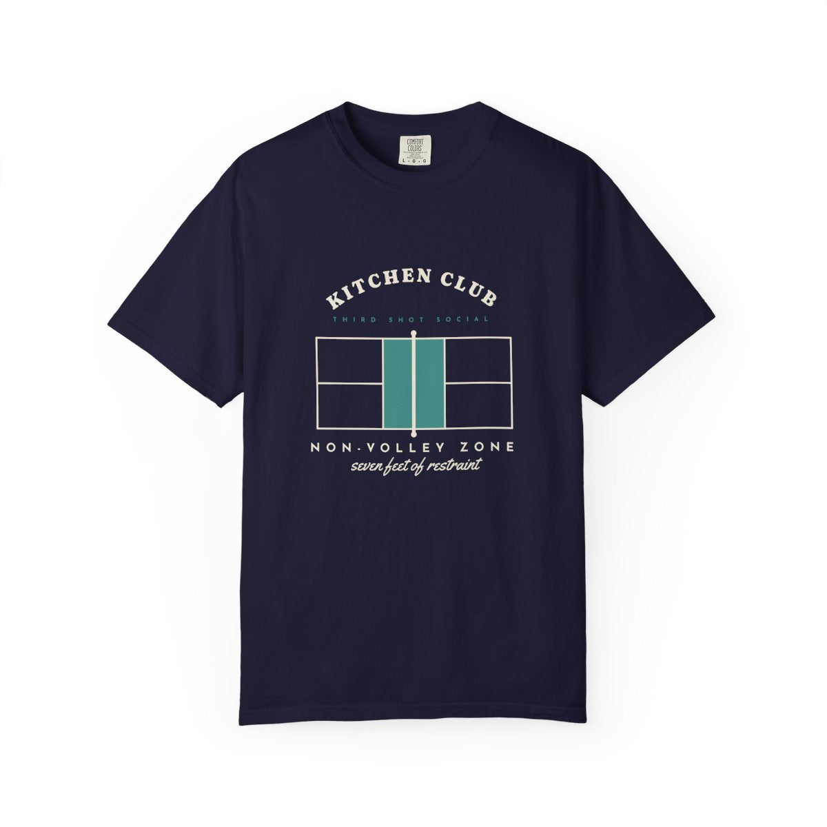 Kitchen Club Tee in True Navy, front view