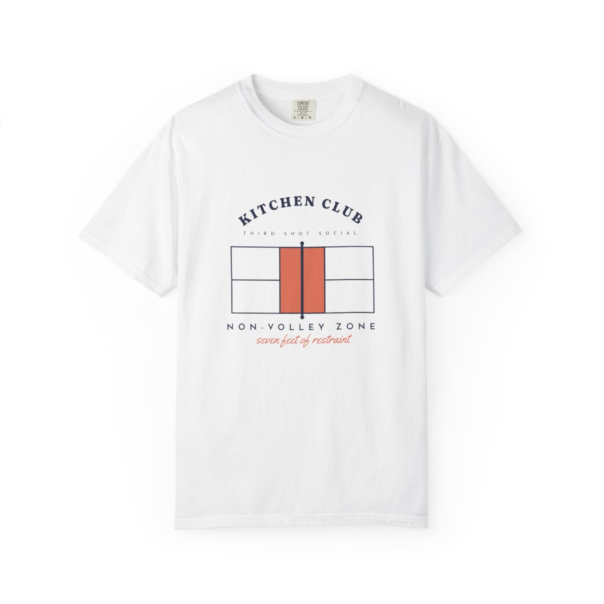 Kitchen Club Tee in White, front view