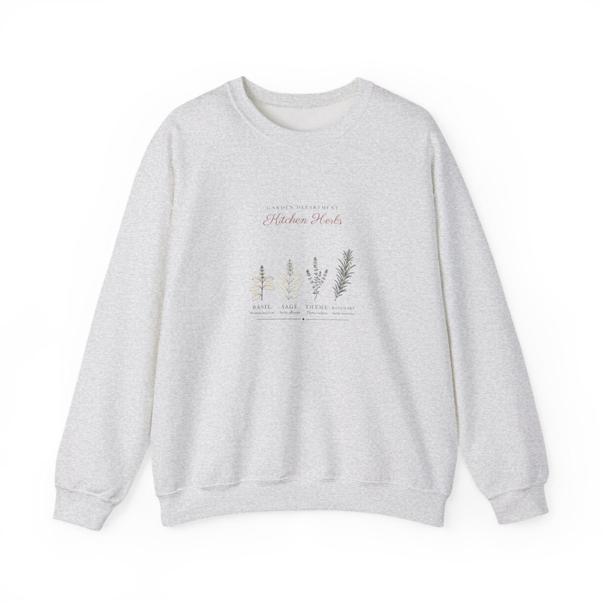 Kitchen Herbs Crewneck in Ash, front view