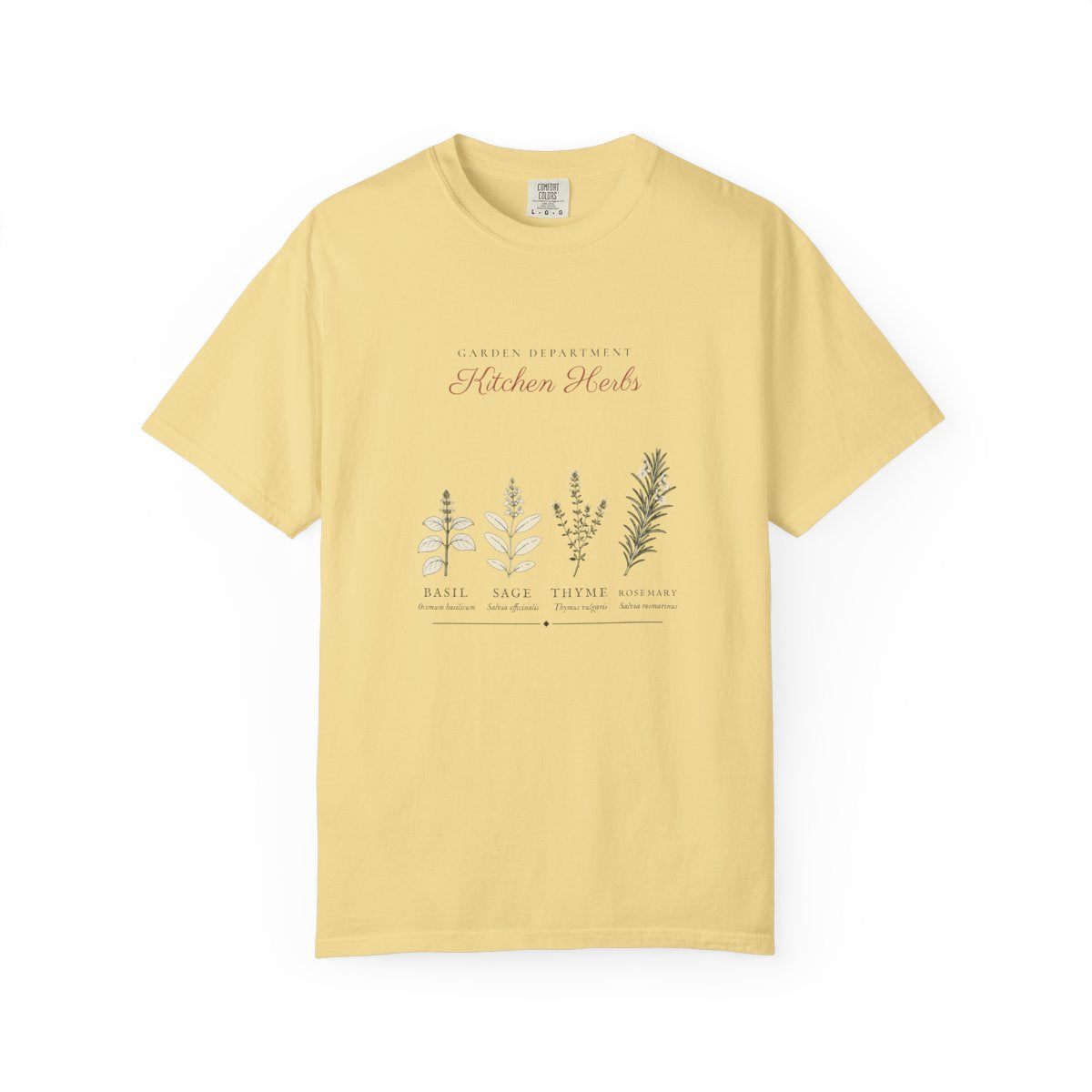 Kitchen Herbs Tee in Butter, front view