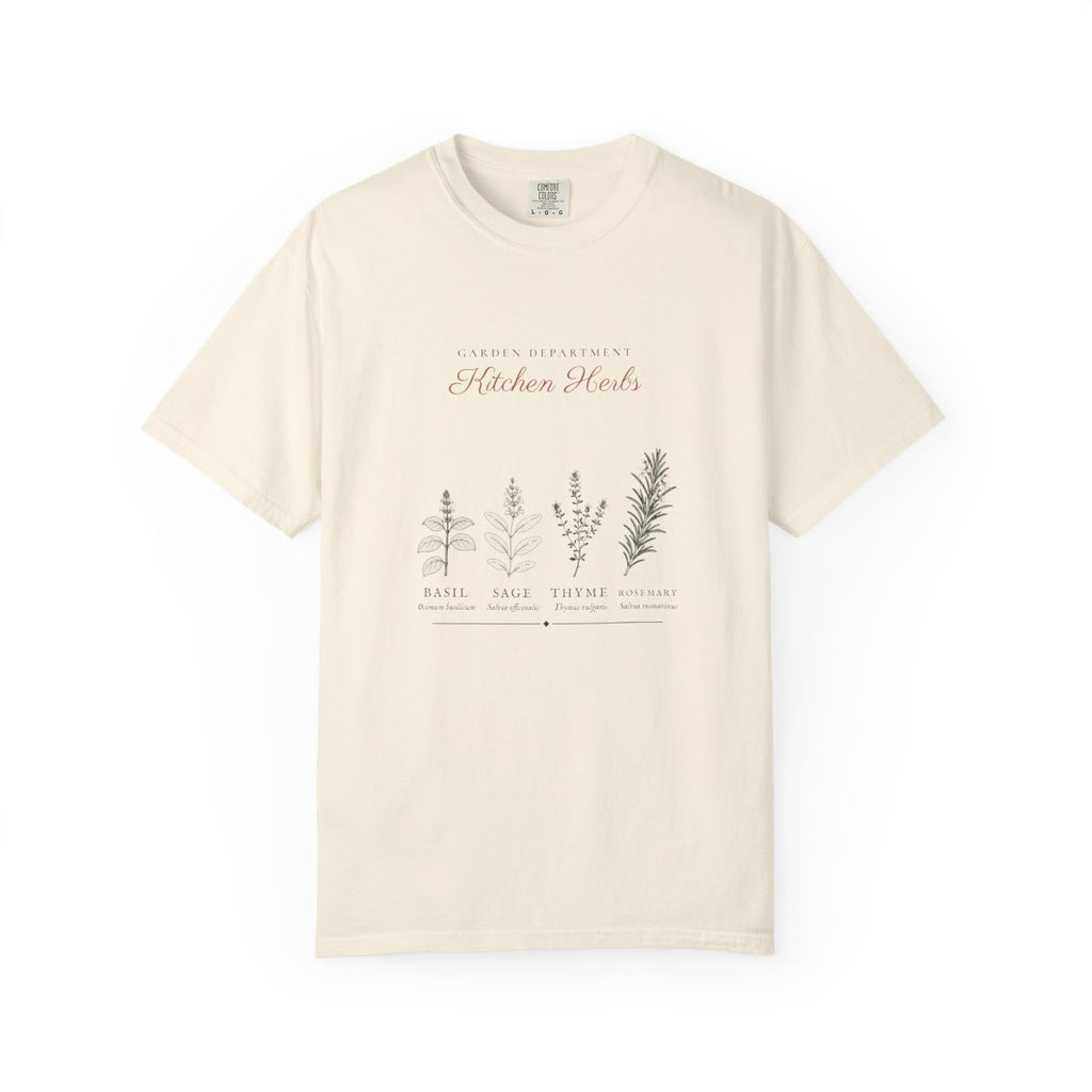 Kitchen Herbs Tee in Ivory, front view