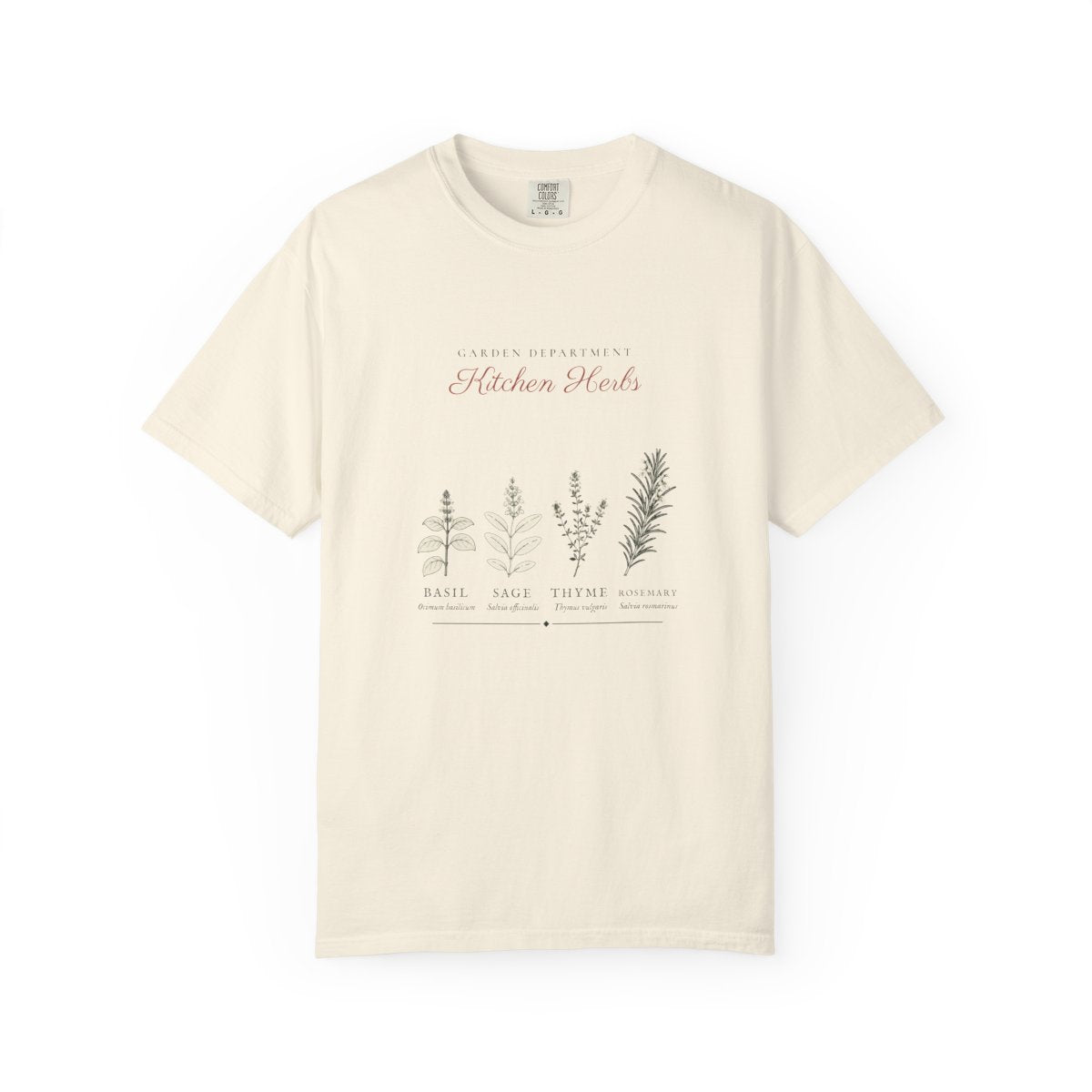 Kitchen Herbs Tee in Ivory, front view