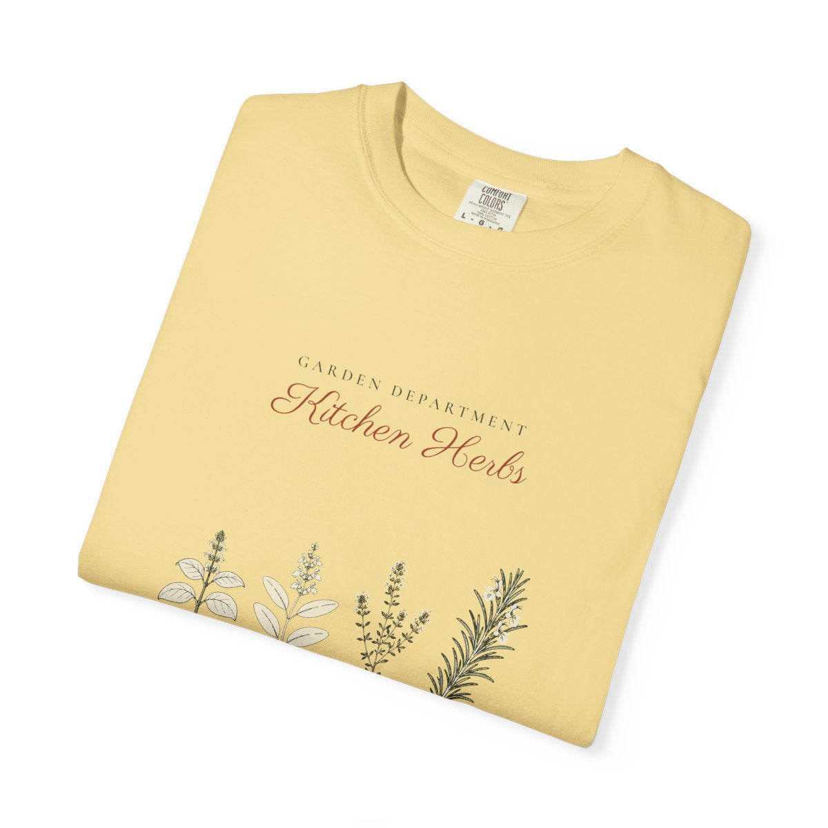 Kitchen Herbs Tee in Butter, folded