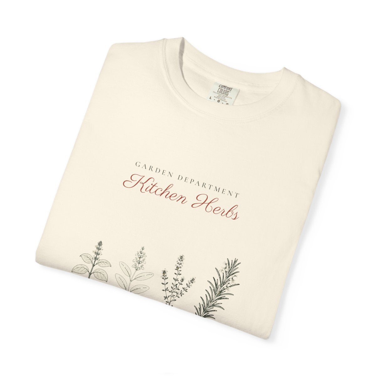 Kitchen Herbs Tee in Ivory, folded