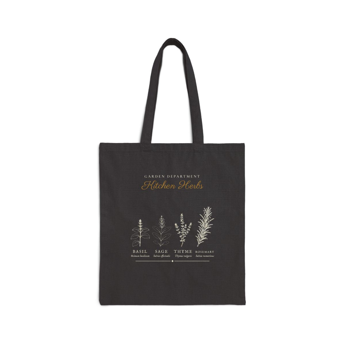 Kitchen Herbs Tote in Black, front view