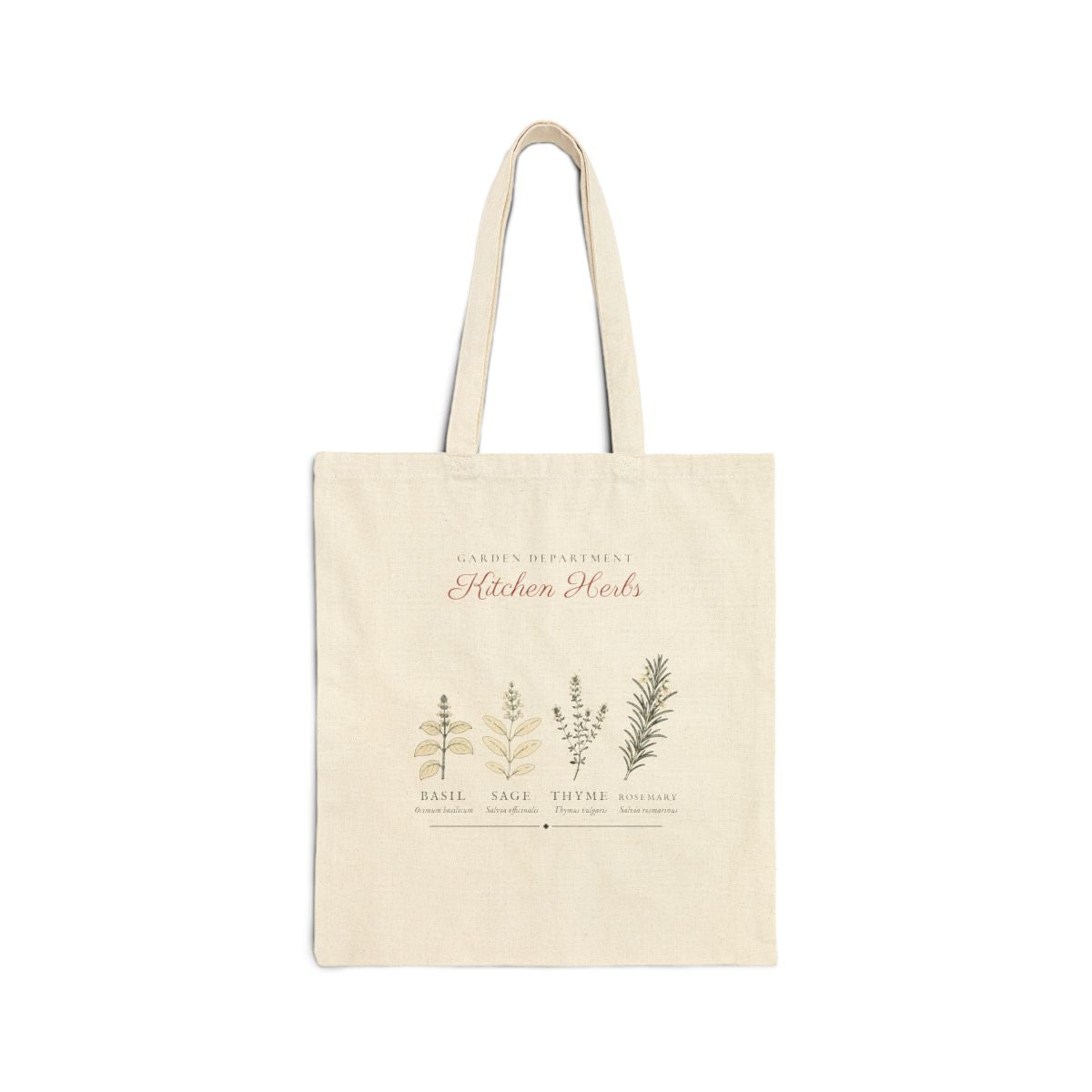 Kitchen Herbs Tote in Natural, front view