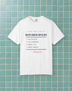 Kitchen Rules Tee in White, styled
