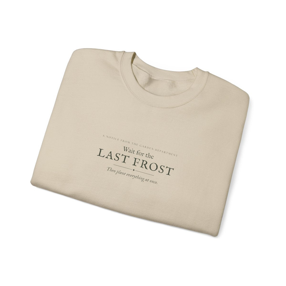 Last Frost Crewneck in Sand, folded