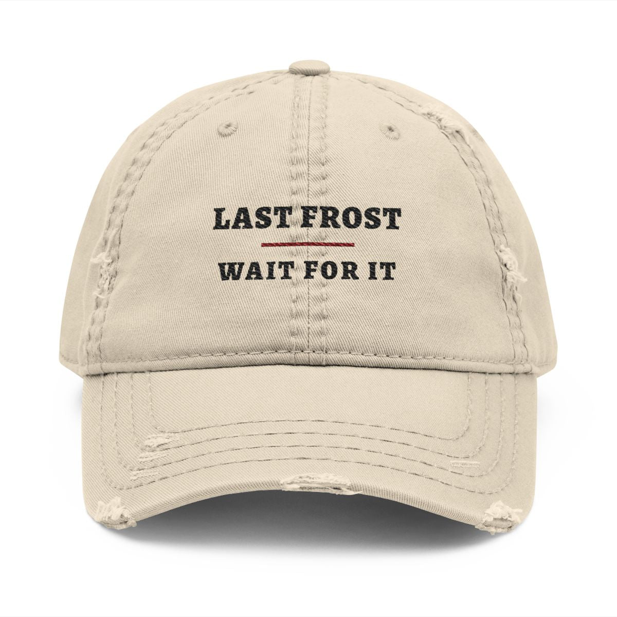 Last Frost Dad Hat in Khaki, front view