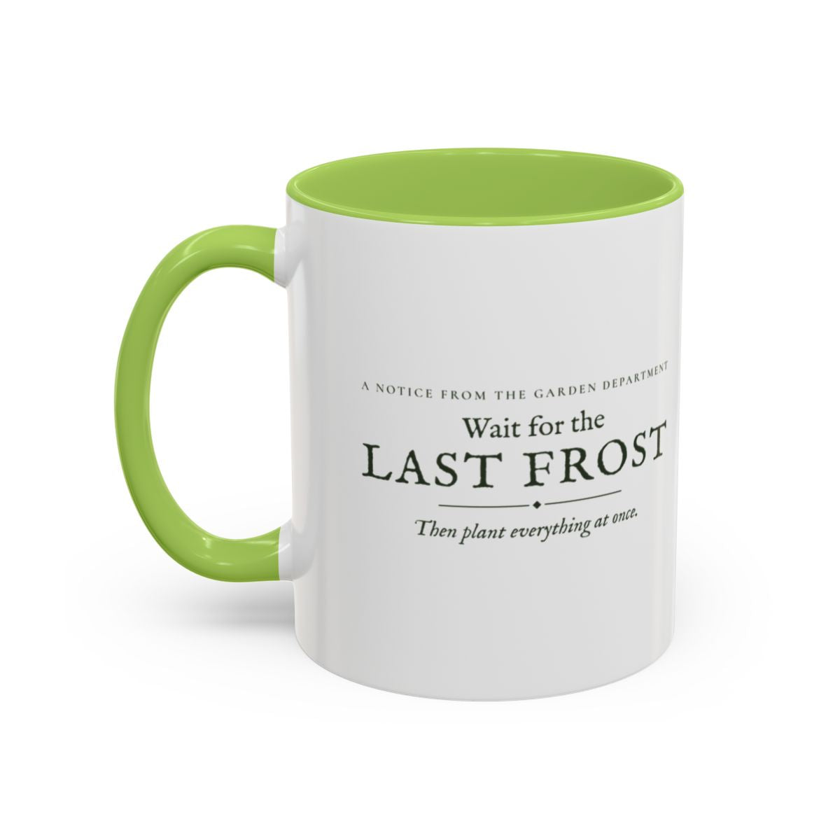 Last Frost Mug in Light Green, left side