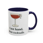 Last Hand, Then Cocktails Mug in Navy, right side