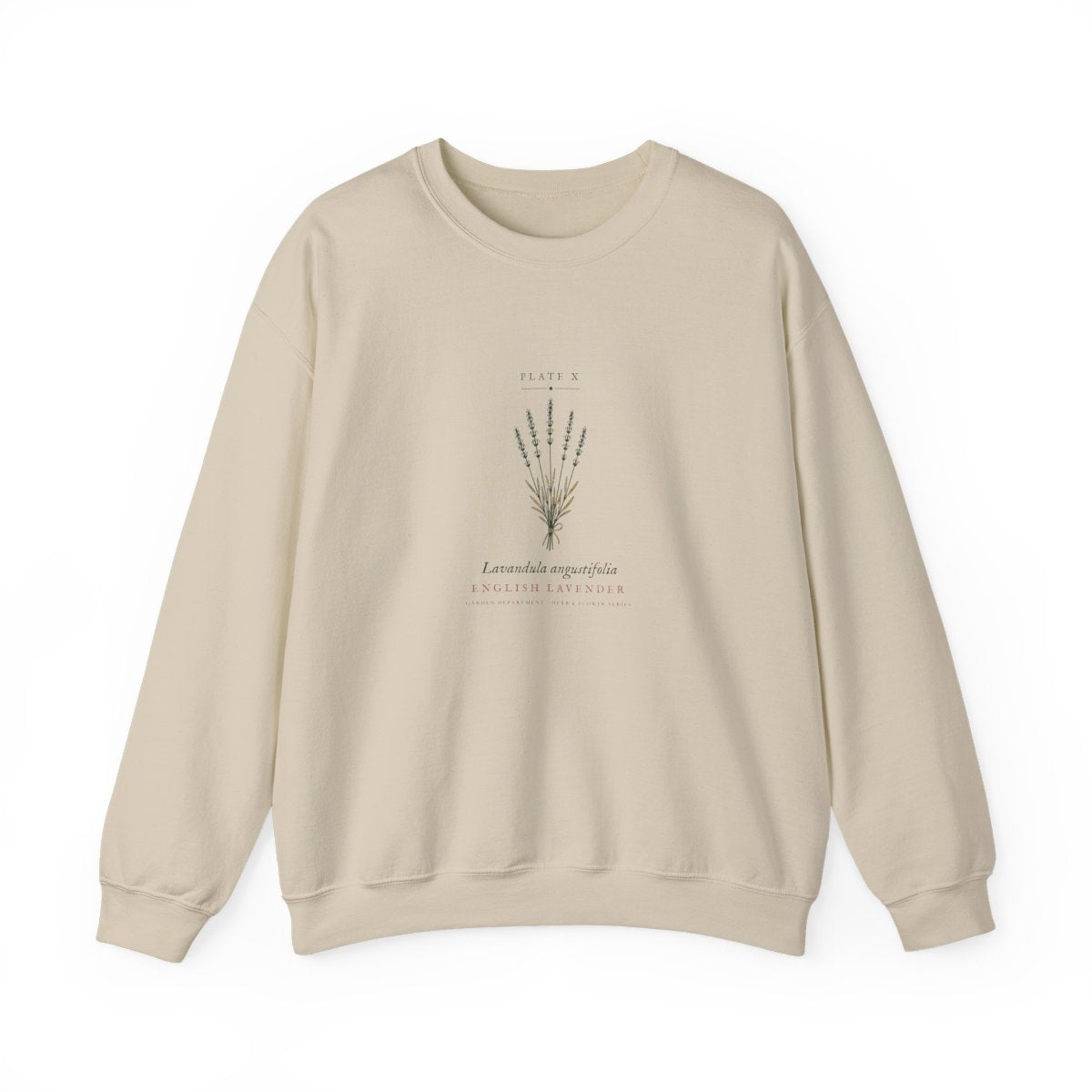 Lavender Plate Crewneck in Sand, front view