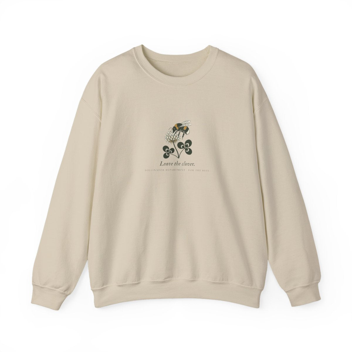 Leave the Clover Crewneck in Sand, front view