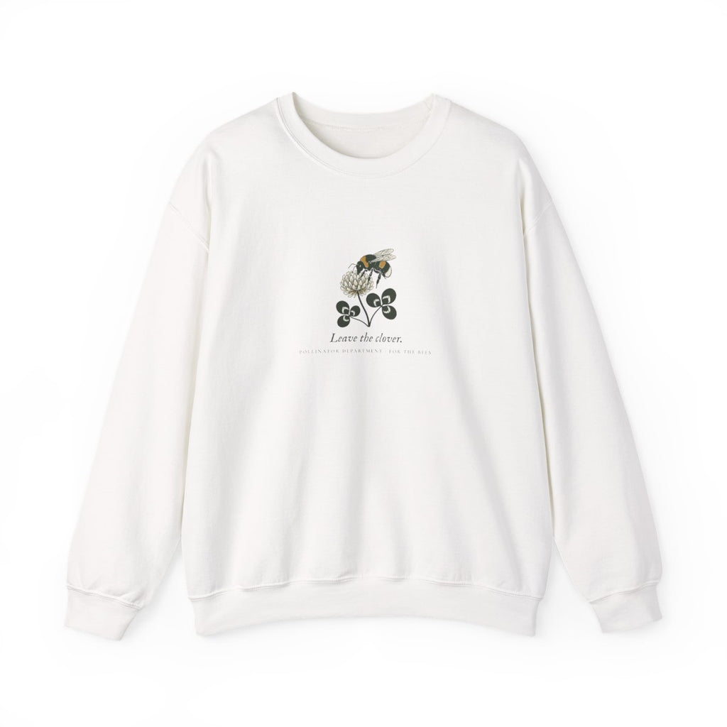 Leave the Clover Crewneck in White, front view
