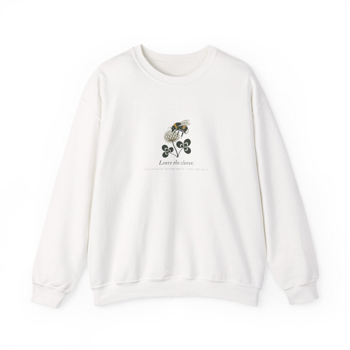 Leave the Clover Crewneck in White, front view