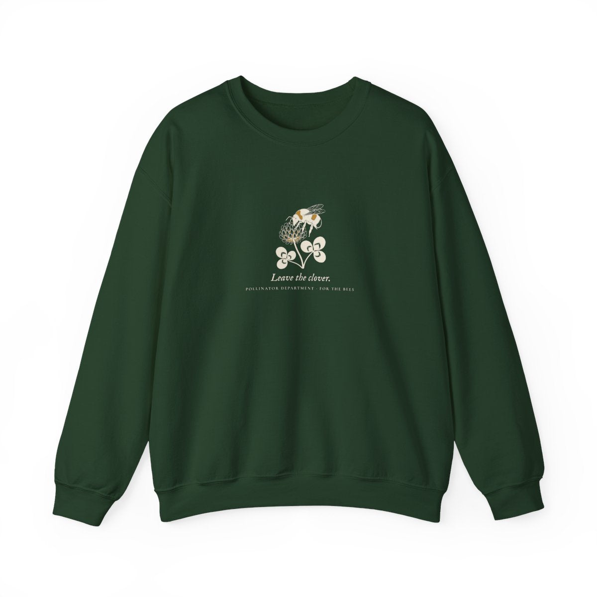 Leave the Clover Crewneck in Forest Green, front view