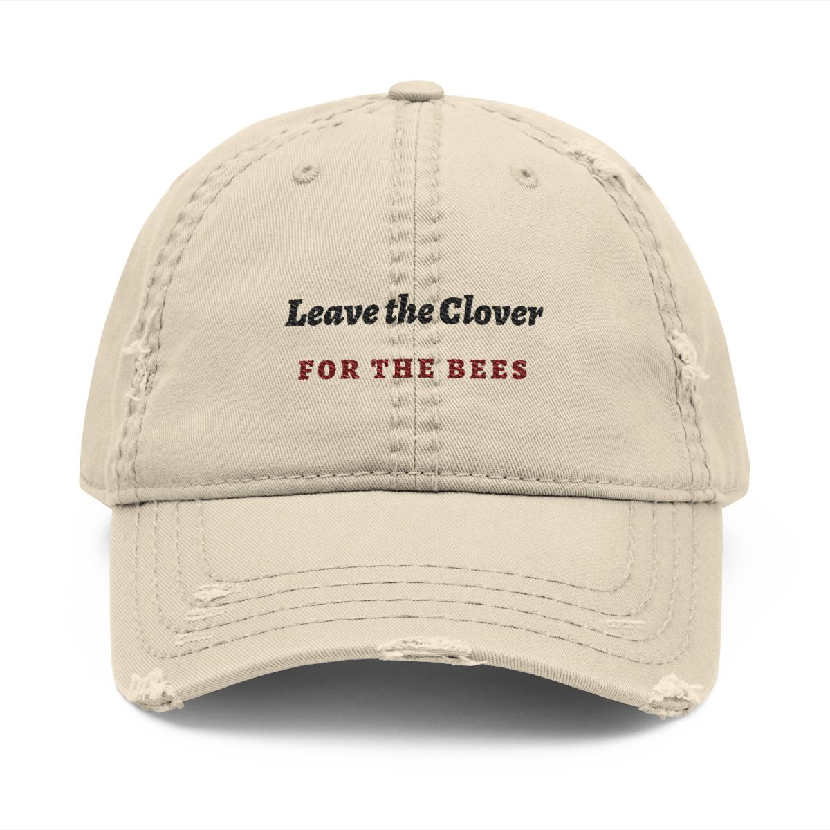 Leave the Clover Dad Hat in Khaki, front view