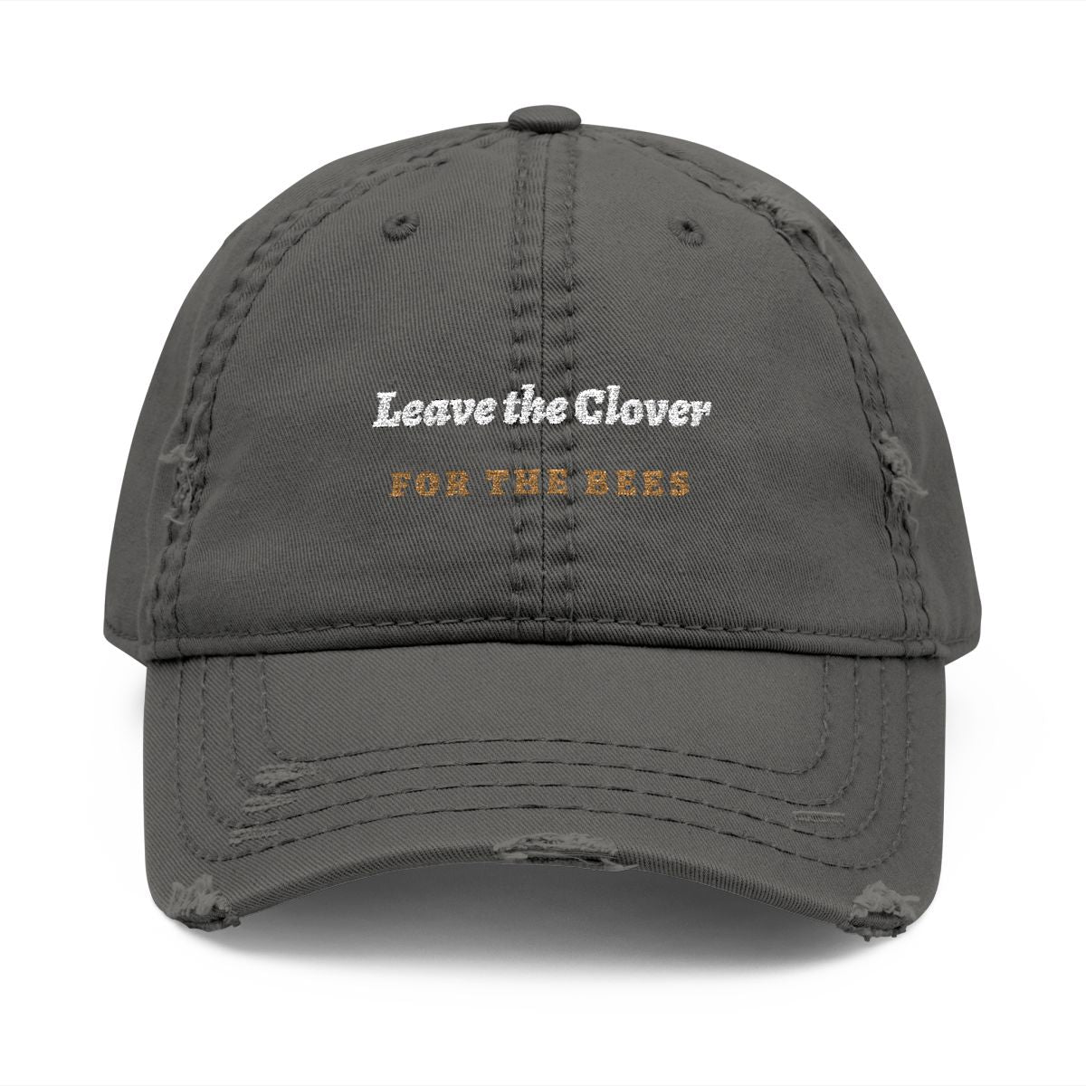 Leave the Clover Dad Hat in Charcoal Grey, front view