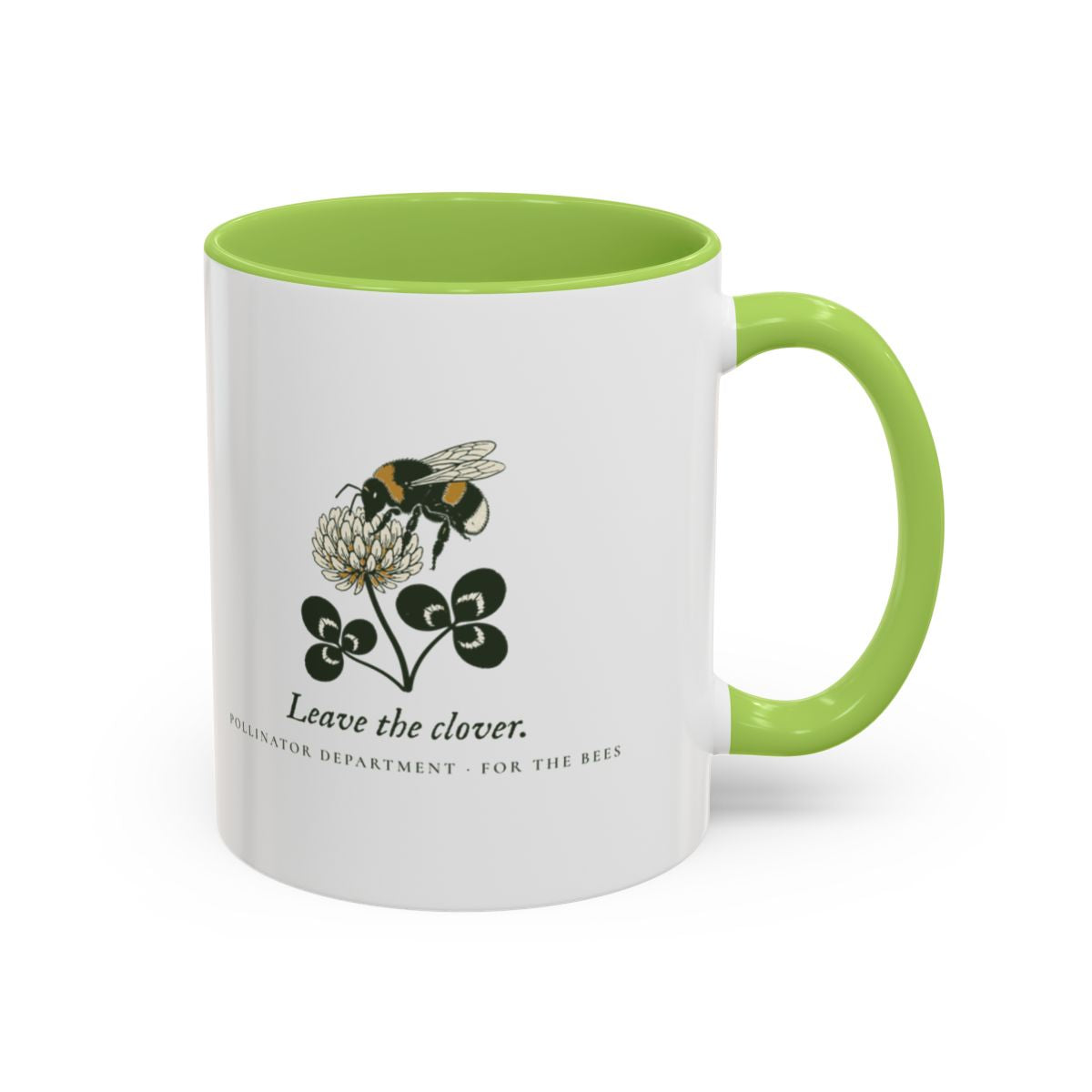 Leave the Clover Mug in Light Green, right side