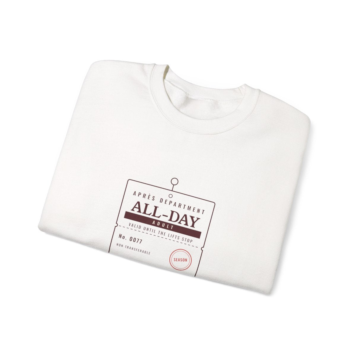 Lift Ticket Crewneck in White, folded