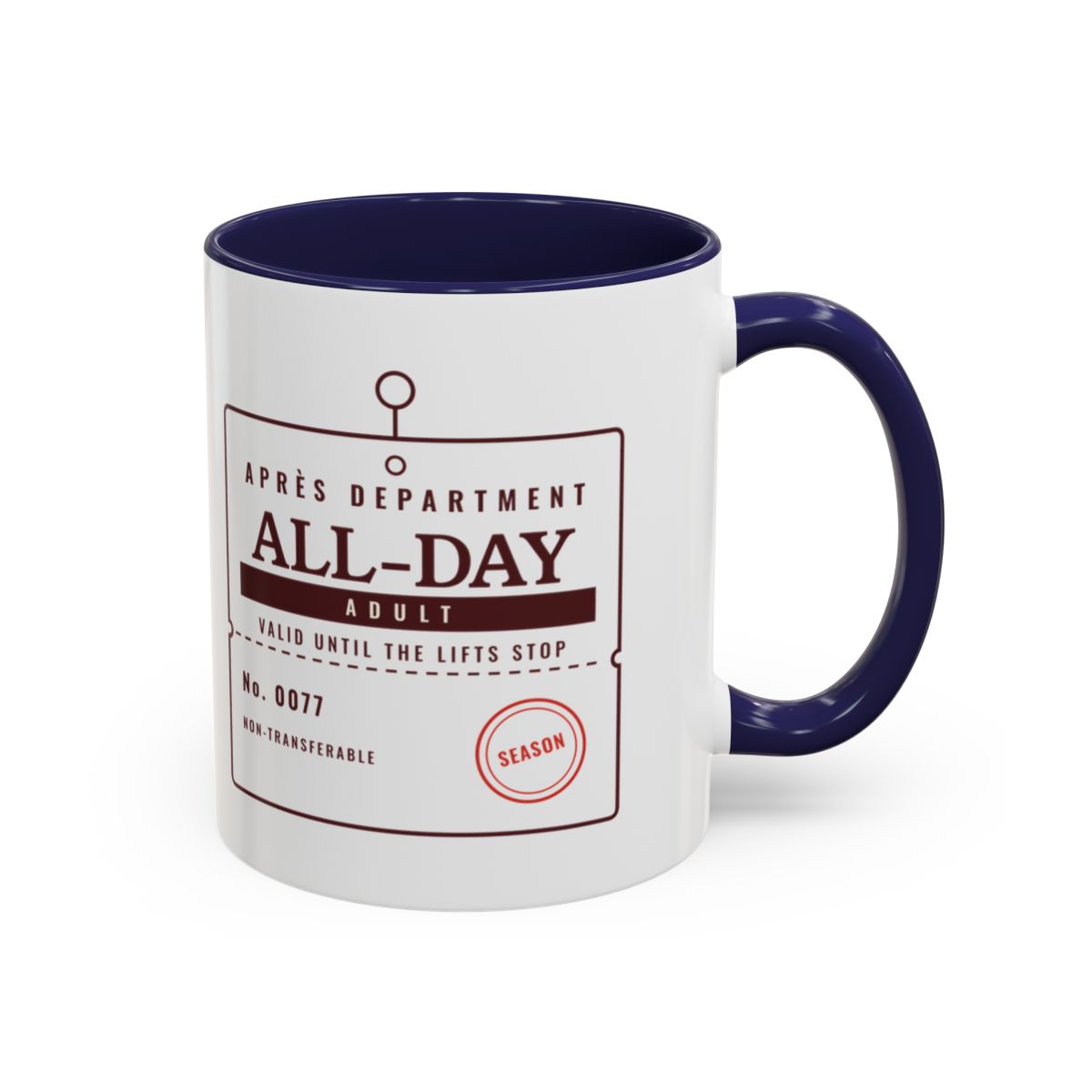 Lift Ticket Mug in Navy, right side