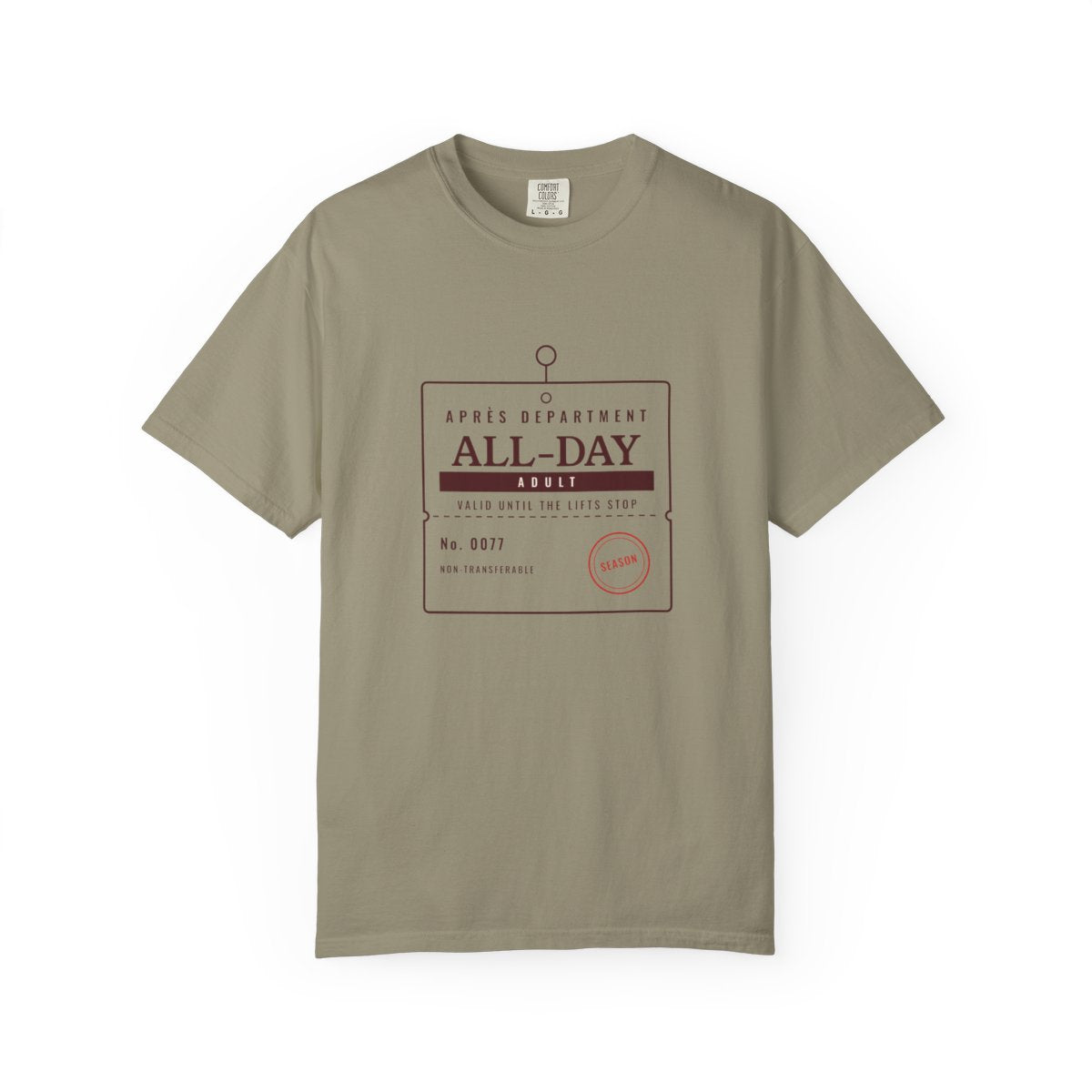 Lift Ticket Tee in Sandstone, front view