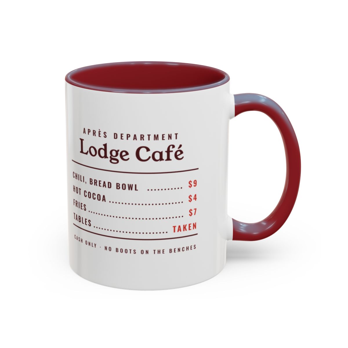 Lodge Café Mug in Maroon, right side
