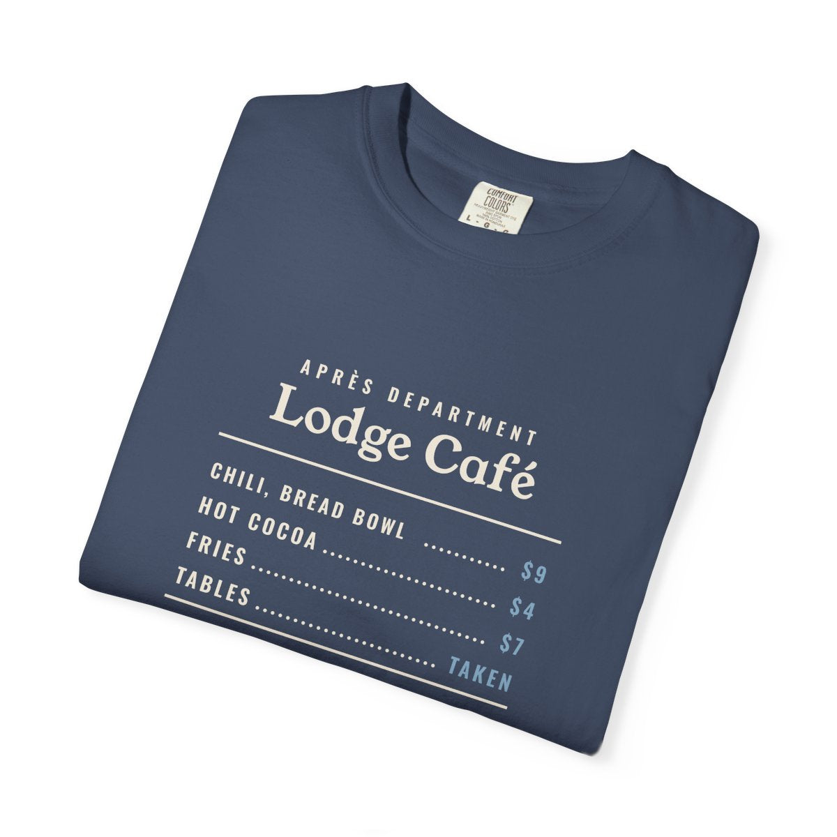 Lodge Café Tee in Midnight, folded