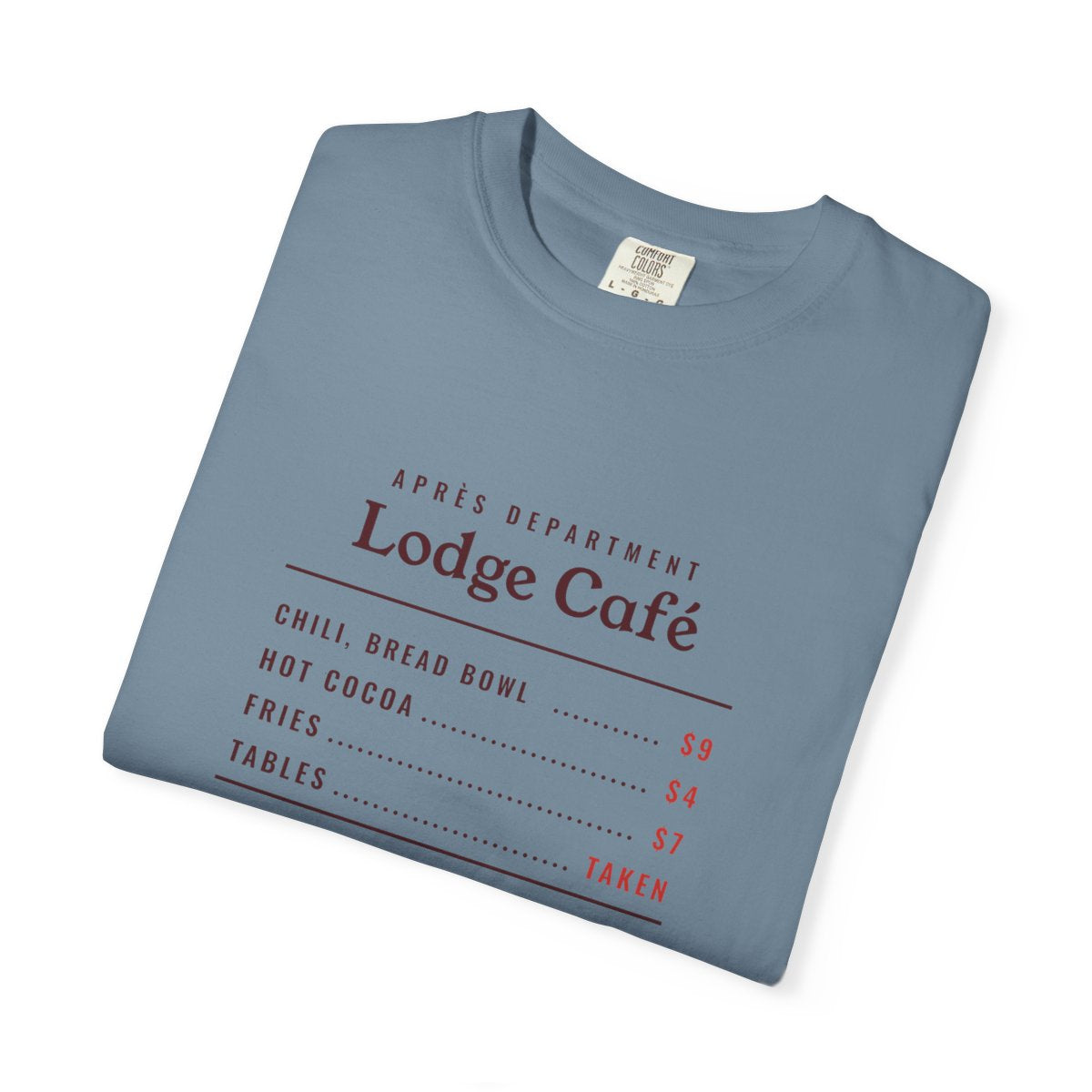 Lodge Café Tee in Ice Blue, folded