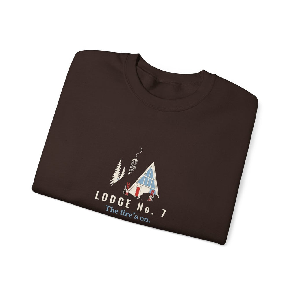 Lodge No. 7 Crewneck in Dark Chocolate, folded