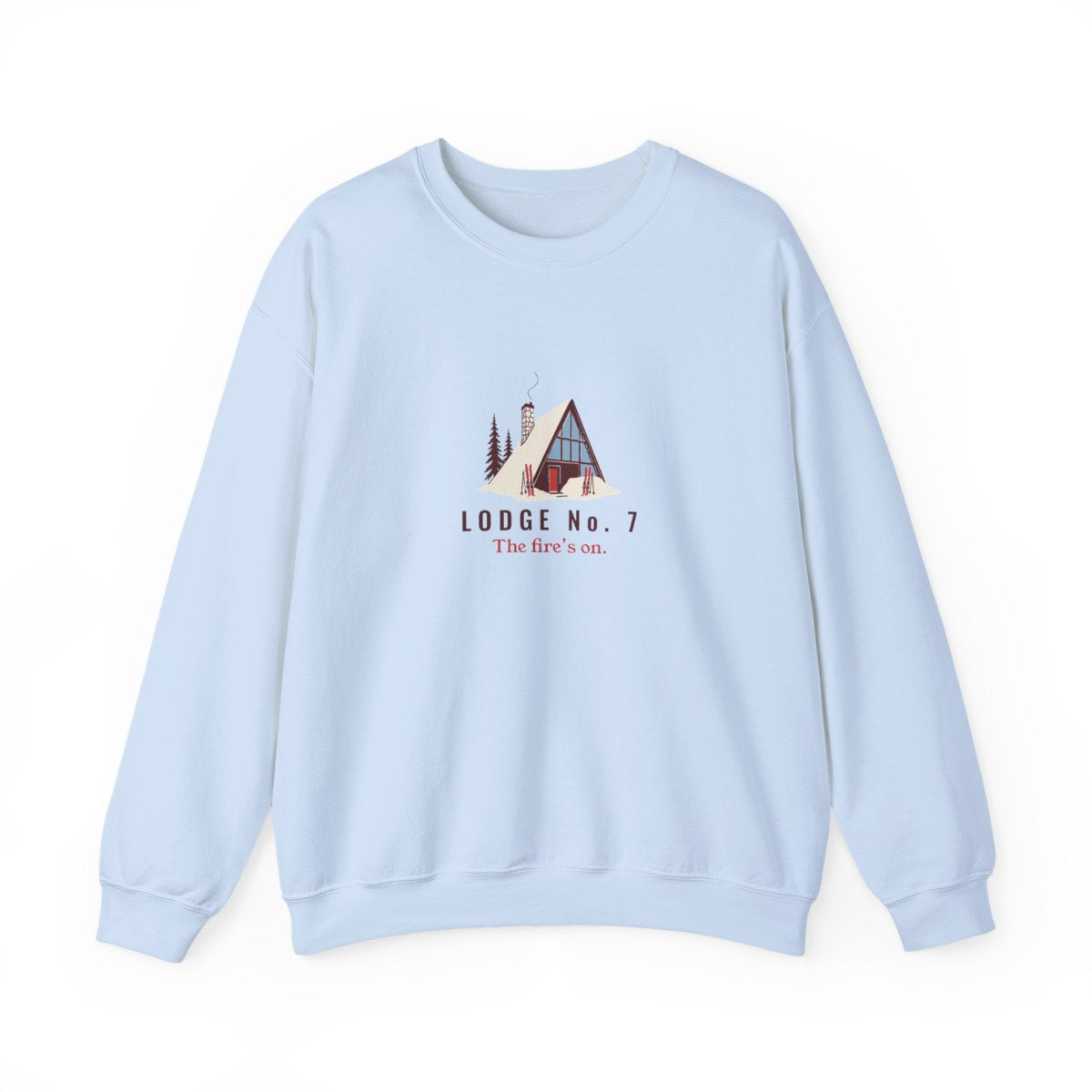 Lodge No. 7 Crewneck in Light Blue, front view