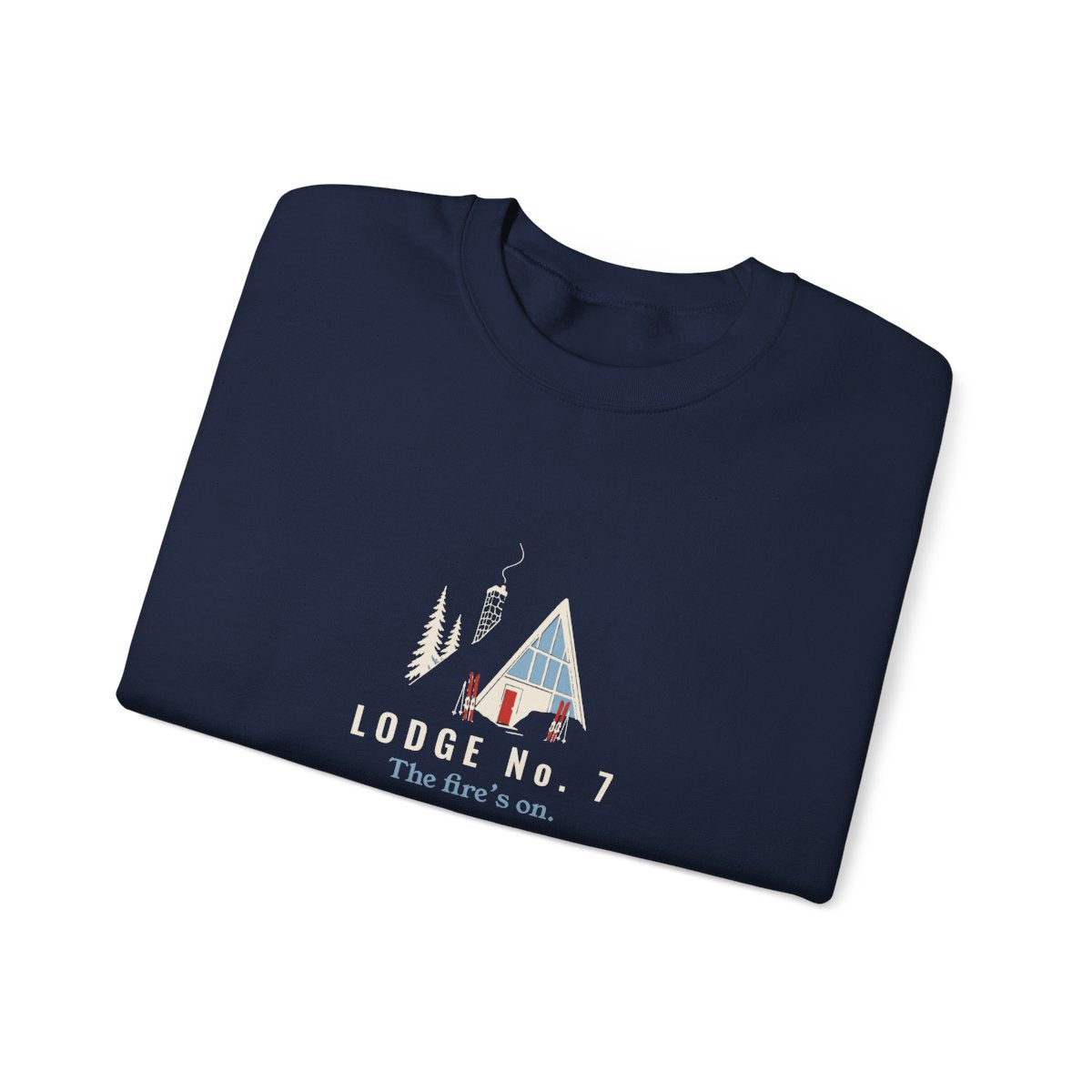Lodge No. 7 Crewneck in Navy, folded