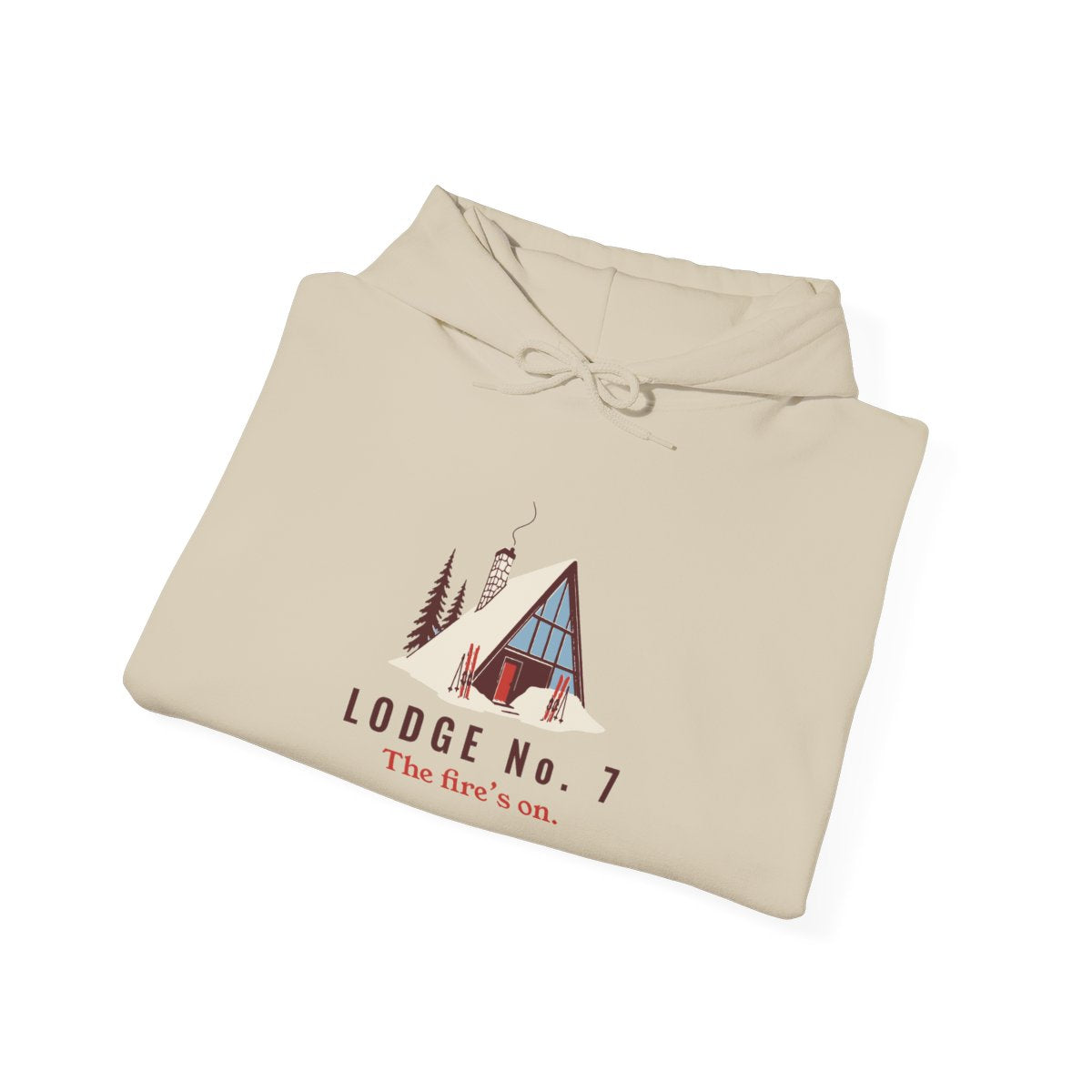 Lodge No. 7 Hoodie in Sand, folded