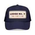 Lodge No. 7 Trucker Hat in Dark Navy, front view