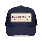 Lodge No. 7 Trucker Hat in Dark Navy, front view