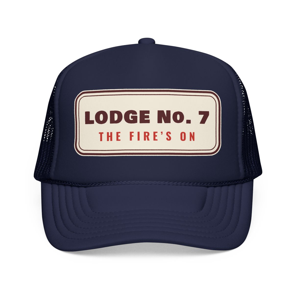 Lodge No. 7 Trucker Hat in Dark Navy, front view