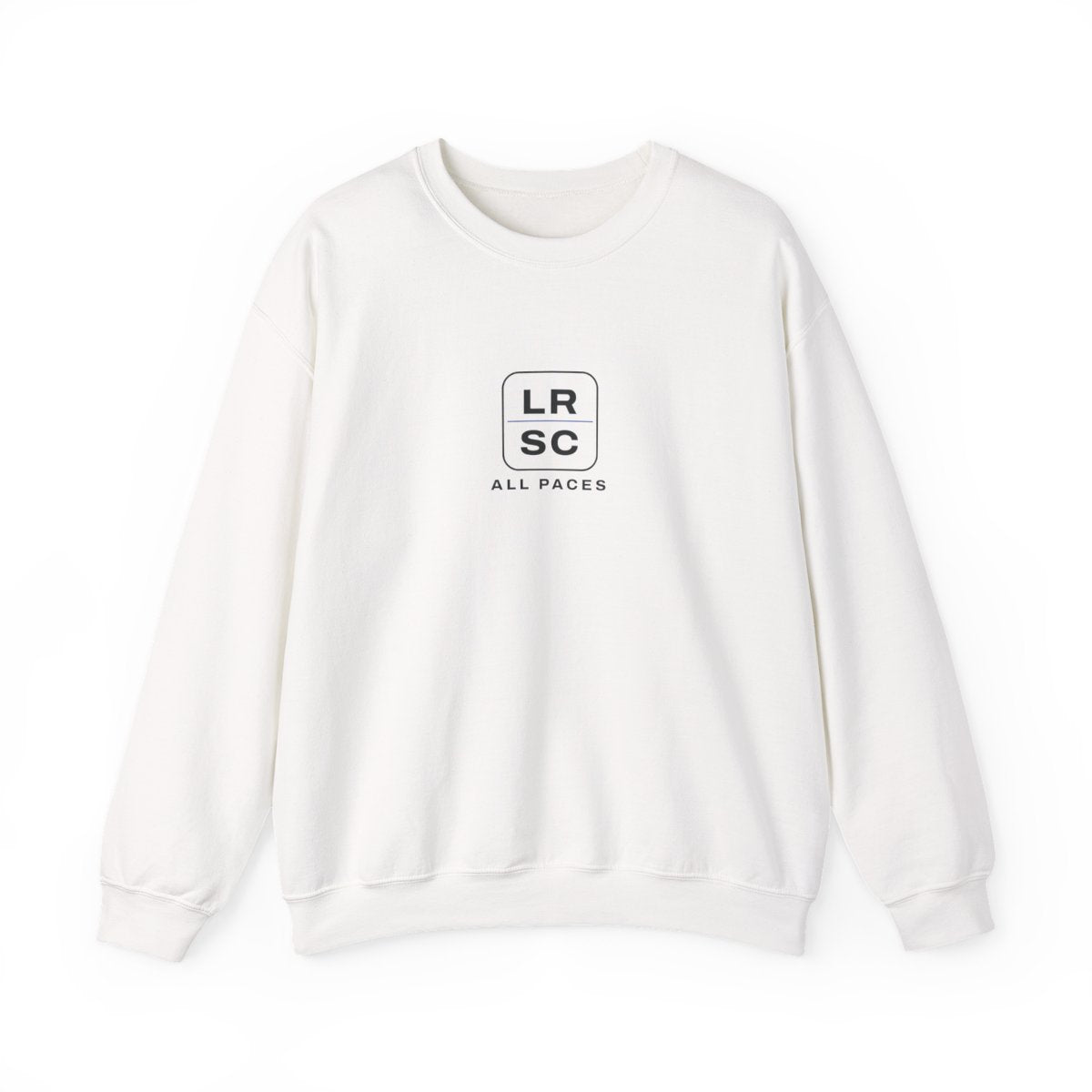 LRSC Monogram Crewneck in White, front view