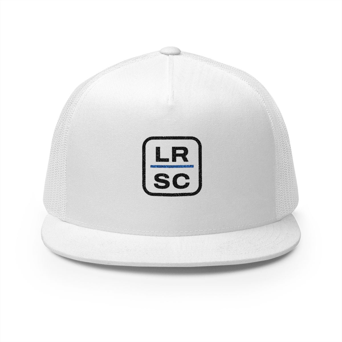 LRSC Monogram Trucker Cap in White, front view