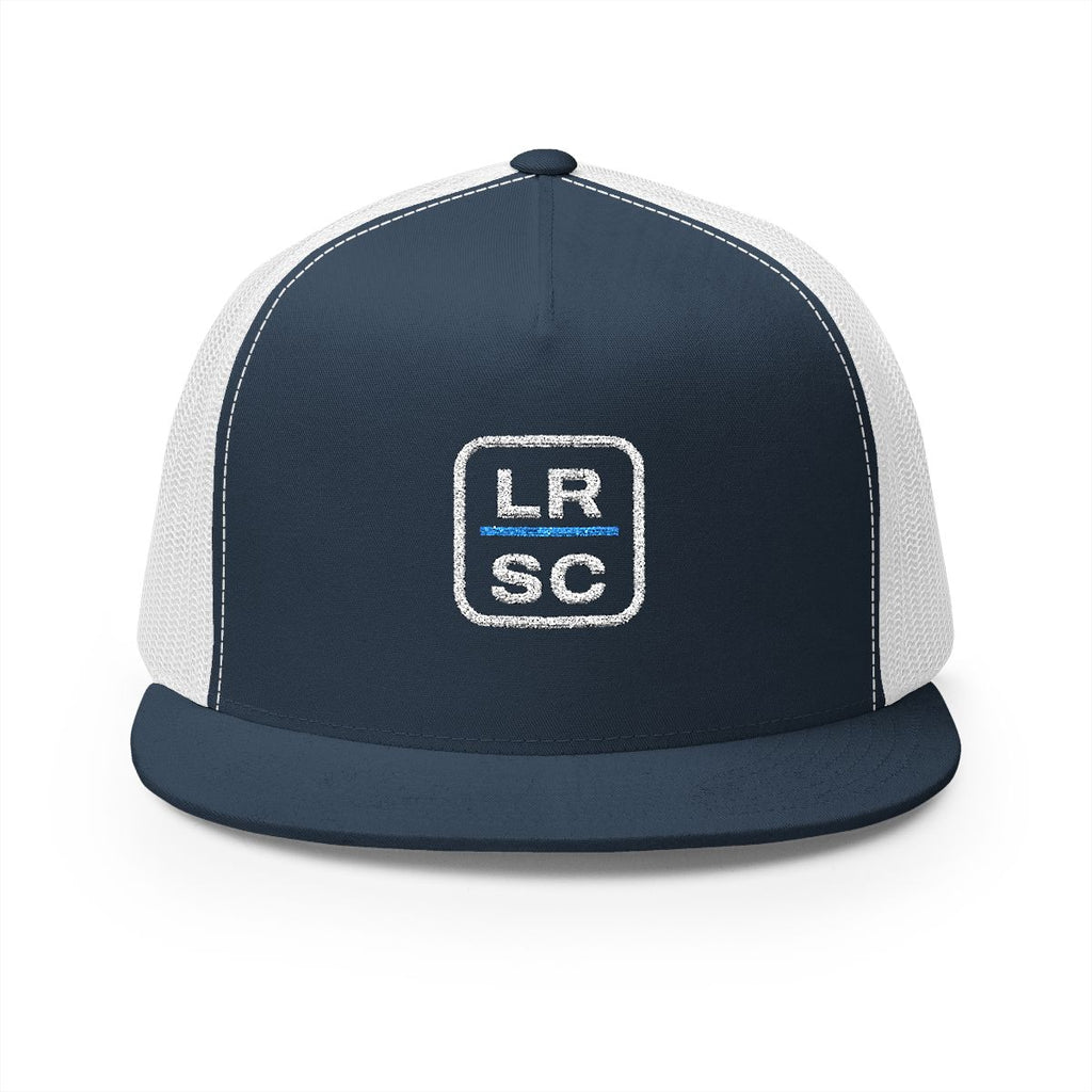 LRSC Monogram Trucker Cap in Navy/White, front view
